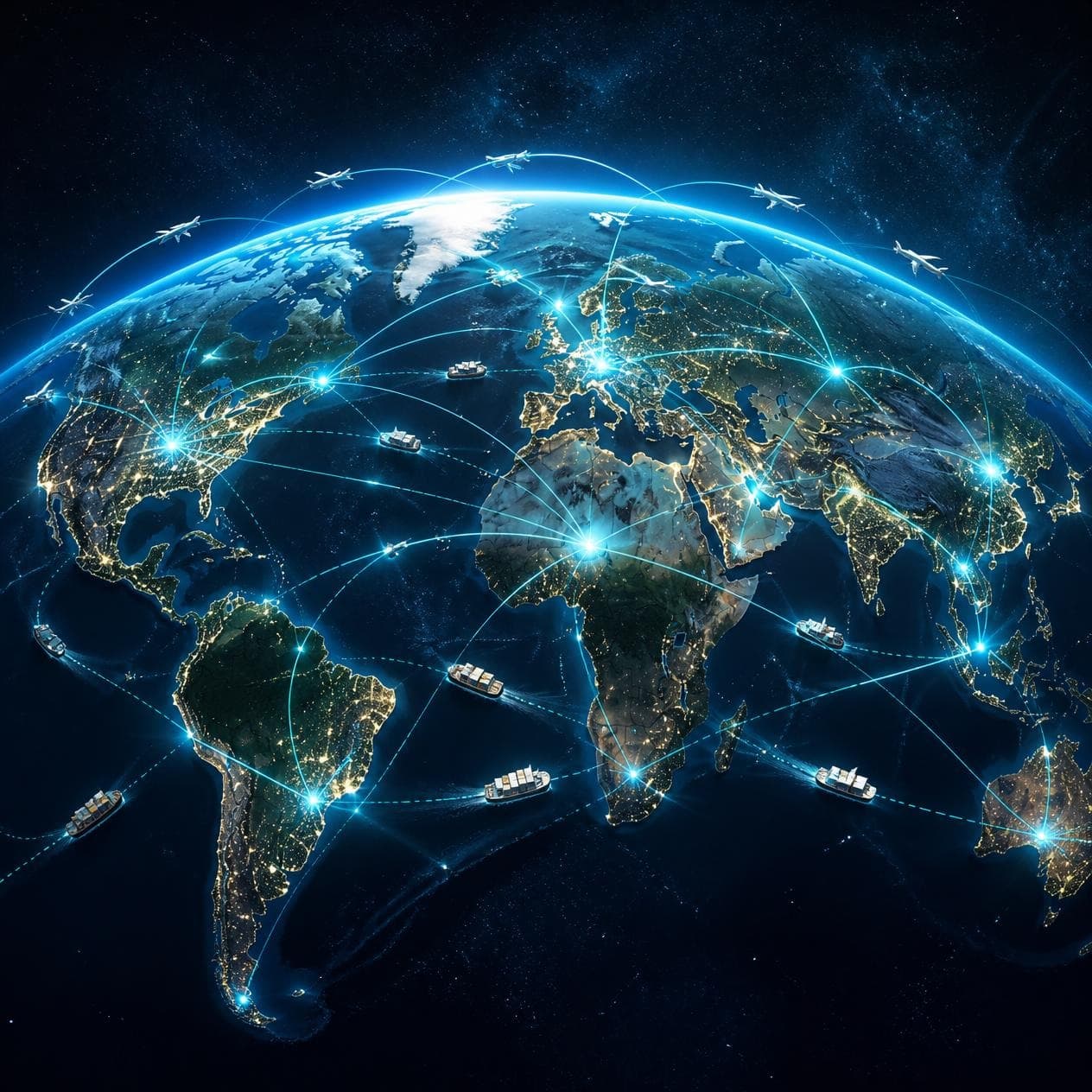 Global logistics network across the world